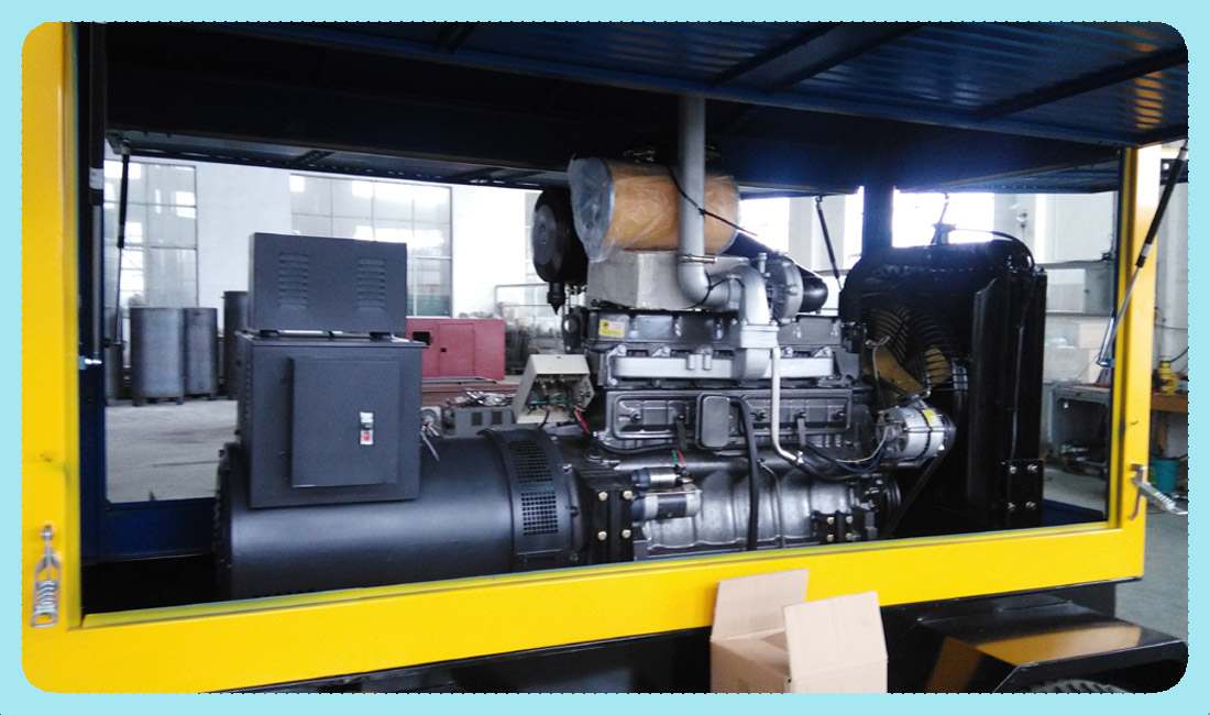 上?？蛻舫晒Σ少彏H柴70kw+移動拖車+防雨箱體準備送往目的地